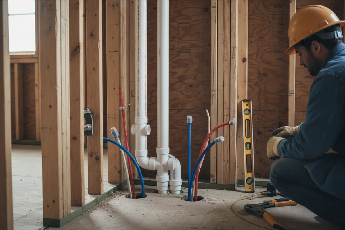Drain and supply rough-in during Sump Pump Repair in Tivoli